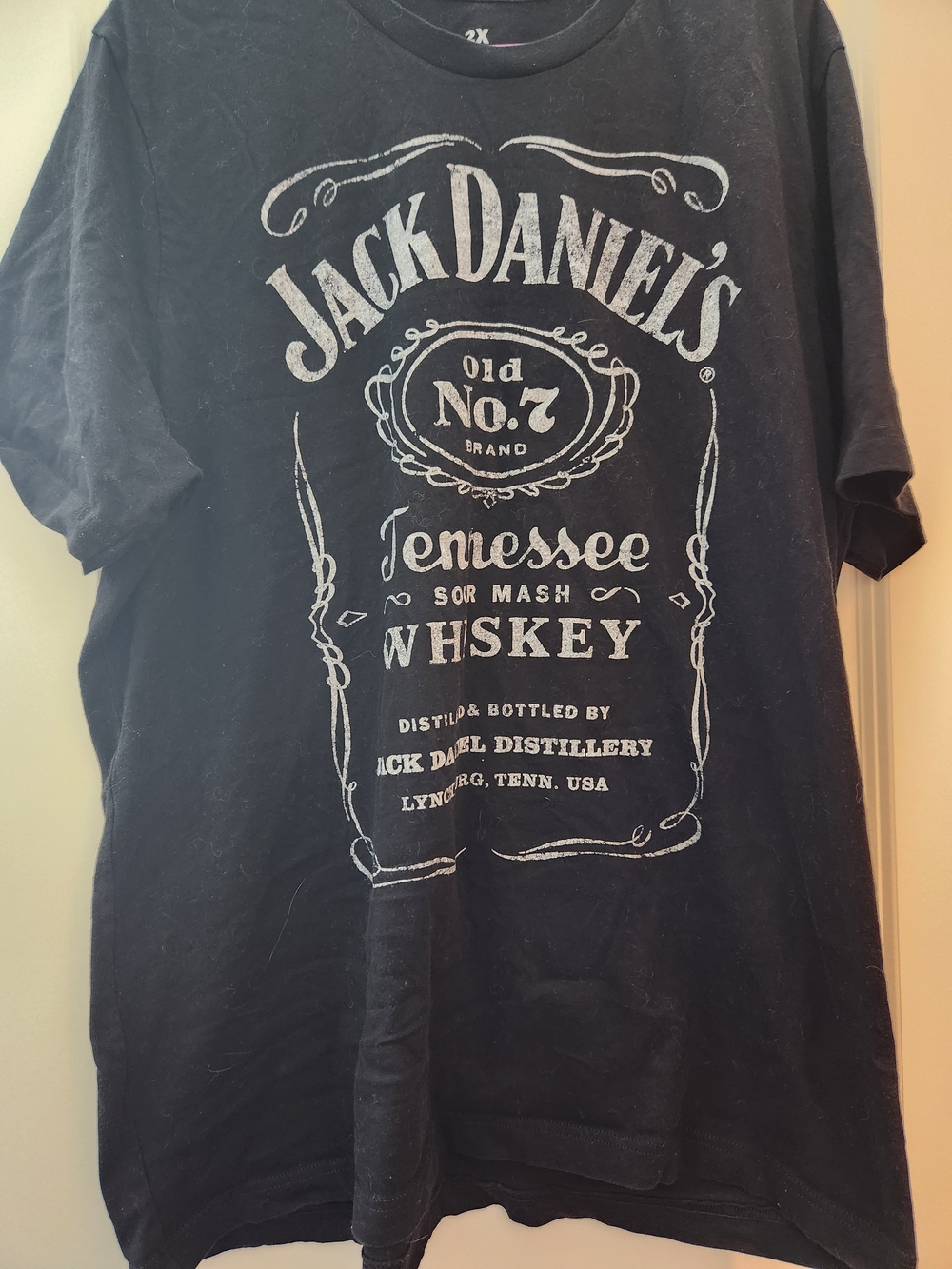 Jack Daniels Black Short Sleeve Tee with White Tennessee Whiskey Logo